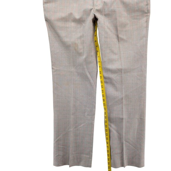 Vtg Jaymar Pants Mens Beige Light Blue Check Flat Front Slacks Size 34x32 - Picture 9 of 11
